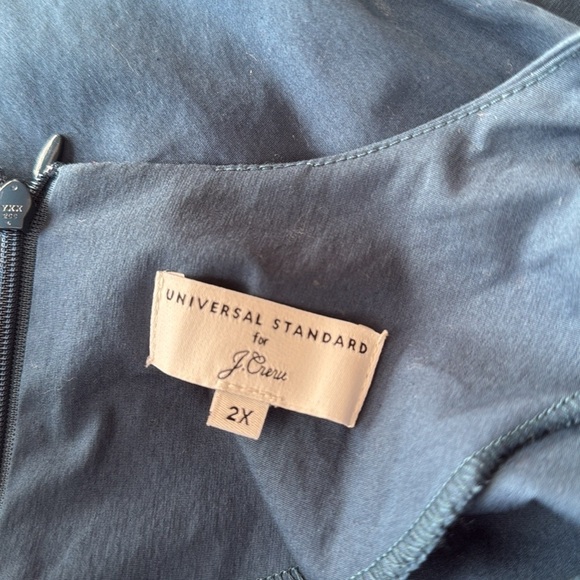 Universal Standard for J Crew Poplin Drop Waist Blue Dress Short Sleeve - Picture 8 of 12